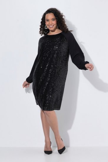 Ulla Popken 853871 Vestido de lantejoulas Preto - Vestidos de noite - Vestidos de festa em tamanhos grandes