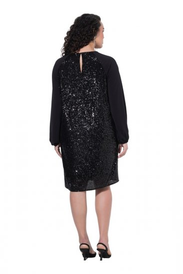 Ulla Popken 853871 Vestido de lantejoulas Preto - Vestidos de noite - Vestidos de festa em tamanhos grandes