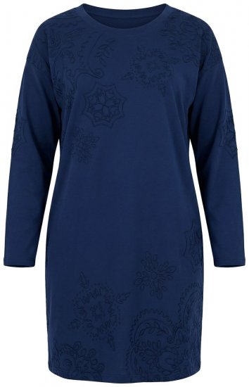 Ulla Popken 853877 Vestido de sweat floral Azul-marinho - Vestidos - Vestidos para todos os tamanhos
