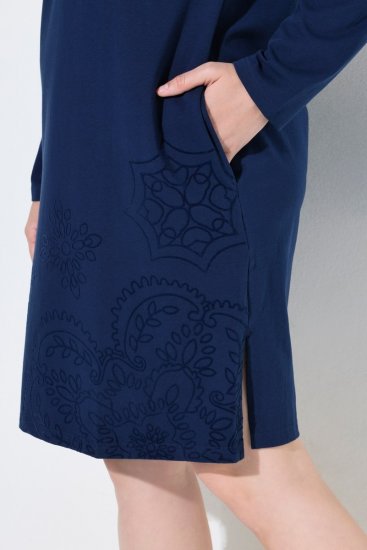 Ulla Popken 853877 Vestido de sweat floral Azul-marinho - Vestidos - Vestidos para todos os tamanhos