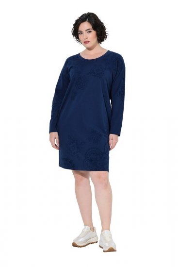 Ulla Popken 853877 Vestido de sweat floral Azul-marinho - Vestidos - Vestidos para todos os tamanhos