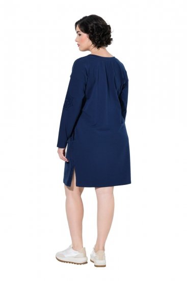 Ulla Popken 853877 Vestido de sweat floral Azul-marinho - Vestidos - Vestidos para todos os tamanhos