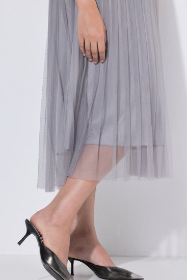 Ulla Popken 853879 Vestido midi evasê Cinzento - Vestidos midi - Vestidos Midi Tamanhos Grandes