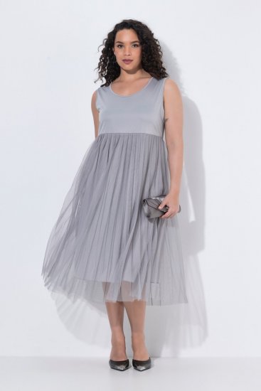 Ulla Popken 853879 Vestido midi evasê Cinzento - Vestidos midi - Vestidos Midi Tamanhos Grandes