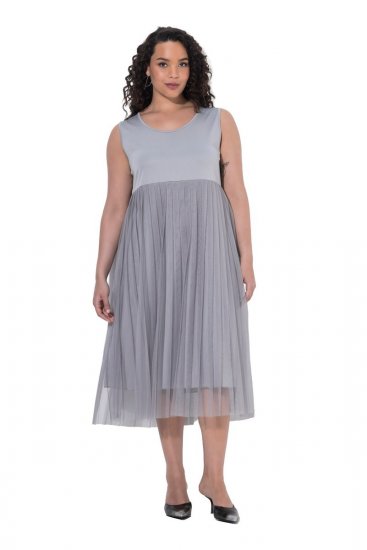 Ulla Popken 853879 Vestido midi evasê Cinzento - Vestidos midi - Vestidos Midi Tamanhos Grandes