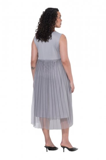 Ulla Popken 853879 Vestido midi evasê Cinzento - Vestidos midi - Vestidos Midi Tamanhos Grandes