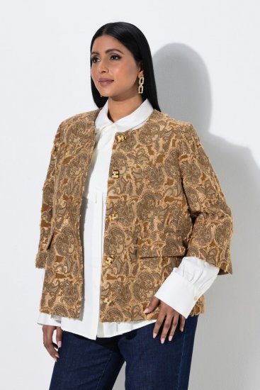 Ulla Popken 853996 Casaco Castanho claro - Jaquetas - Casacos plus size para mulher