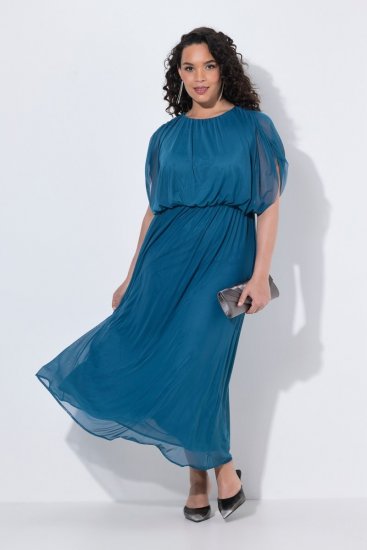 Ulla Popken 854031 Vestido comprido sem mangas Petróleo - Vestidos maxi - Vestidos maxi plus size para mulher