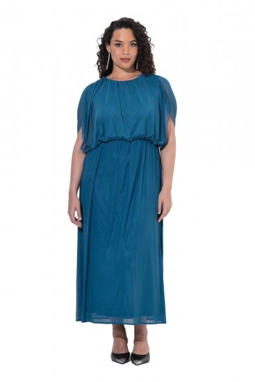 Ulla Popken 854031 Vestido comprido sem mangas Petróleo - Vestidos maxi - Vestidos maxi plus size para mulher