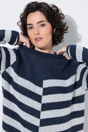 Ulla Popken 854095 Vestido de malha de manga comprida Azul-marinho - Vestidos - Vestidos para todos os tamanhos