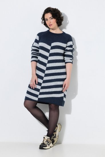 Ulla Popken 854095 Vestido de malha de manga comprida Azul-marinho - Vestidos - Vestidos para todos os tamanhos