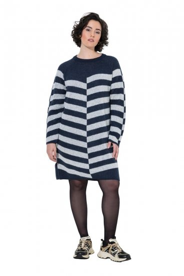 Ulla Popken 854095 Vestido de malha de manga comprida Azul-marinho - Vestidos - Vestidos para todos os tamanhos