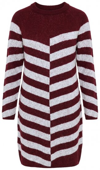 Ulla Popken 854095 Vestido de malha às riscas Bordô - Vestidos - Vestidos para todos os tamanhos