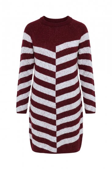 Ulla Popken 854095 Vestido de malha às riscas Bordô - Vestidos - Vestidos para todos os tamanhos