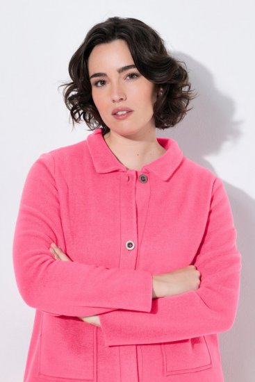 Ulla Popken 854200 Casaco polar Rosa - Jaquetas - Casacos plus size para mulher