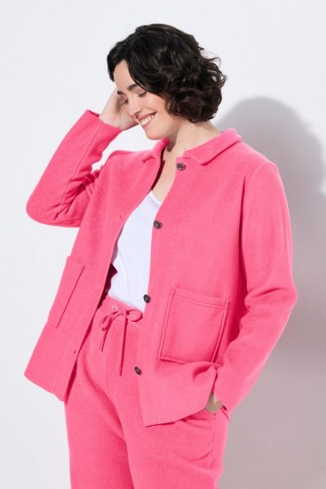 Ulla Popken 854200 Casaco polar Rosa - Jaquetas - Casacos plus size para mulher