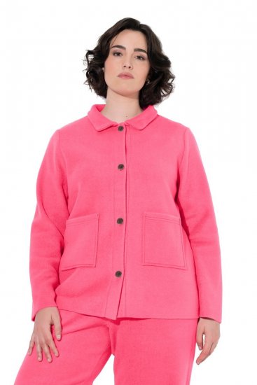 Ulla Popken 854200 Casaco polar Rosa - Jaquetas - Casacos plus size para mulher