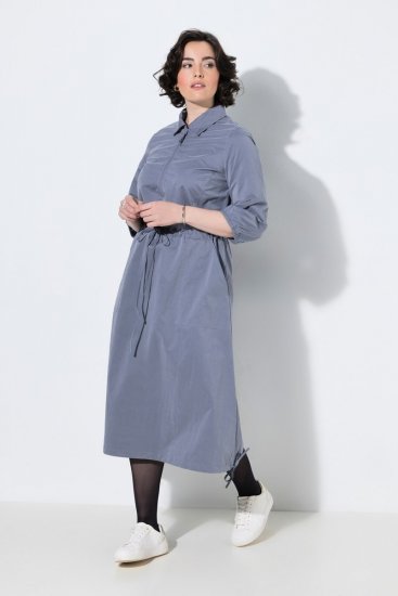Ulla Popken 854413 Vestido midi com cordão Cinzento - Vestidos midi - Vestidos Midi Tamanhos Grandes