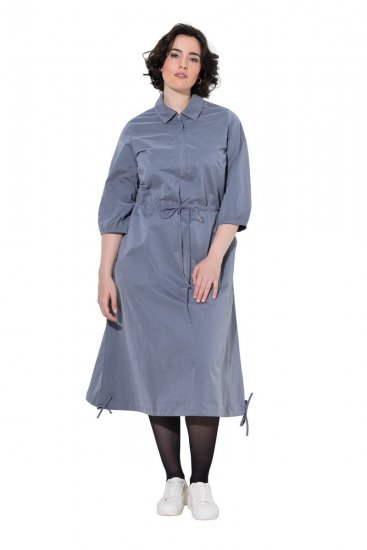 Ulla Popken 854413 Vestido midi com cordão Cinzento - Vestidos midi - Vestidos Midi Tamanhos Grandes