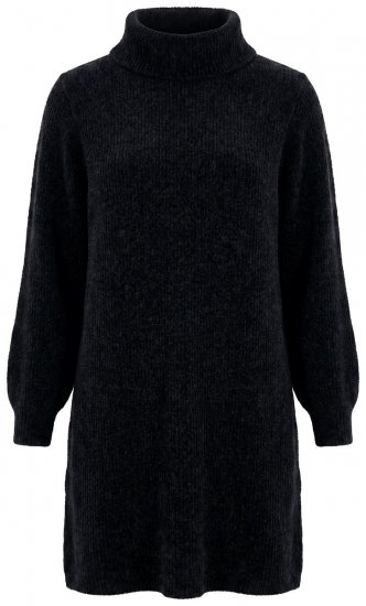 Ulla Popken 854602 Vestido de malha de manga comprida com gola alta Preto - Vestidos - Vestidos para todos os tamanhos