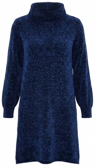 Ulla Popken 854602 Vestido de malha de manga comprida com gola alta Azul-marinho - Vestidos - Vestidos para todos os tamanhos
