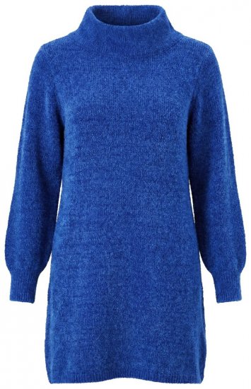 Ulla Popken 854602 Vestido de malha de manga comprida com gola alta Azul - Vestidos - Vestidos para todos os tamanhos