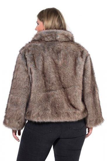 Ulla Popken 854617 Casaco de pelo sintético Bege - Jaquetas - Casacos plus size para mulher