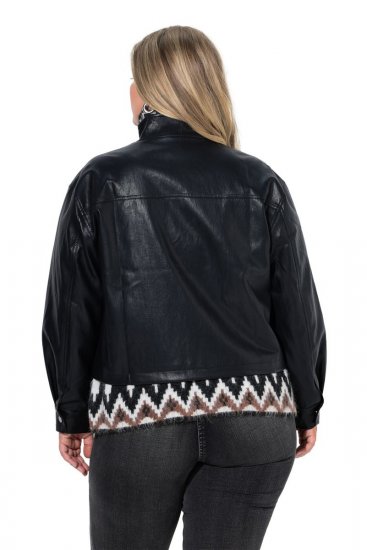 Ulla Popken 854795 Casaco biker em pele sintética Preto - Jaquetas - Casacos plus size para mulher