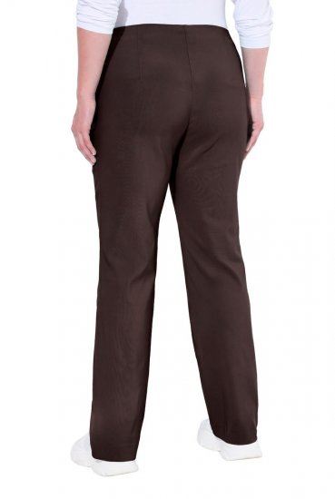 Ulla Popken 854910 Calças stretch quentes com cós elástico Castanho mogno - Calças de tecido - Calças Largas Femininas Plus Size