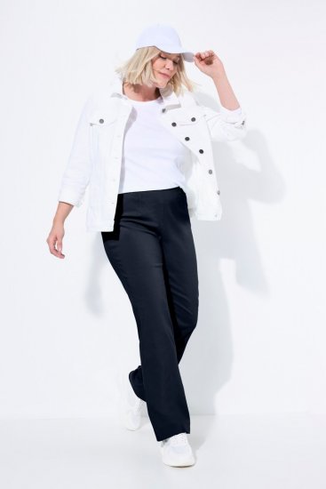 Ulla Popken 854910 Calças stretch quentes com cós elástico Azul-marinho - Calças de tecido - Calças Largas Femininas Plus Size