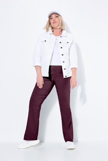 Ulla Popken 854910 Calças stretch quentes com cós elástico Beringela - Calças de tecido - Calças Largas Femininas Plus Size