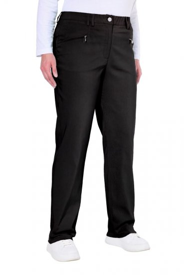 Ulla Popken 854987 Calças stretch quentes com cós confortável Preto - Calças de tecido - Calças Largas Femininas Plus Size
