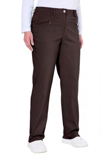 Ulla Popken 854987 Calças stretch quentes com cós confortável Castanho mogno - Calças de tecido - Calças Largas Femininas Plus Size