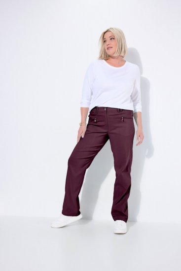 Ulla Popken 854987 Calças stretch quentes com cós confortável Beringela - Calças de tecido - Calças Largas Femininas Plus Size