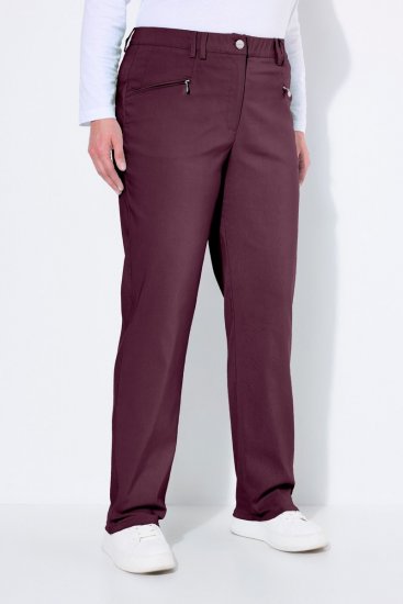 Ulla Popken 854987 Calças stretch quentes com cós confortável Beringela - Calças de tecido - Calças Largas Femininas Plus Size