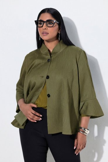 Ulla Popken 855125 Casaco Caqui - Jaquetas - Casacos plus size para mulher