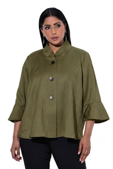 Ulla Popken 855125 Casaco Caqui - Jaquetas - Casacos plus size para mulher