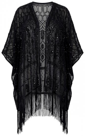 Ulla Popken 855134 Casaco de lantejoulas Preto - Jaquetas - Casacos plus size para mulher