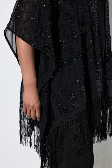 Ulla Popken 855134 Casaco de lantejoulas Preto - Jaquetas - Casacos plus size para mulher
