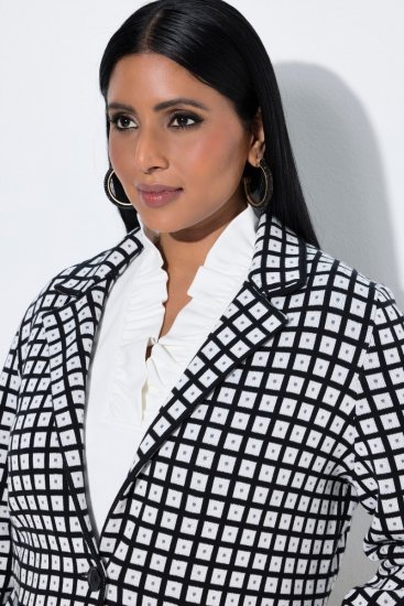 Ulla Popken 855173 Blazer de malha aos quadrados Branco sujo - Blazers e Coletes - Blazers em Tamanhos Grandes