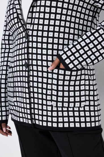Ulla Popken 855173 Blazer de malha aos quadrados Branco sujo - Blazers e Coletes - Blazers em Tamanhos Grandes