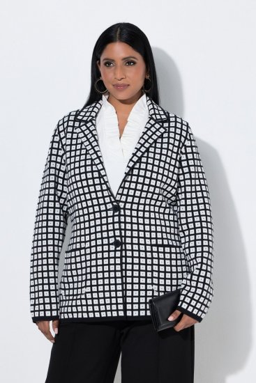 Ulla Popken 855173 Blazer de malha aos quadrados Branco sujo - Blazers e Coletes - Blazers em Tamanhos Grandes