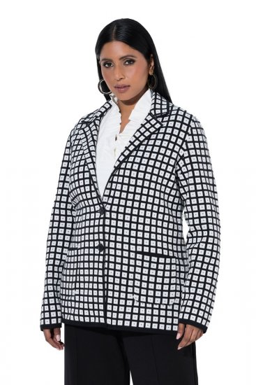 Ulla Popken 855173 Blazer de malha aos quadrados Branco sujo - Blazers e Coletes - Blazers em Tamanhos Grandes