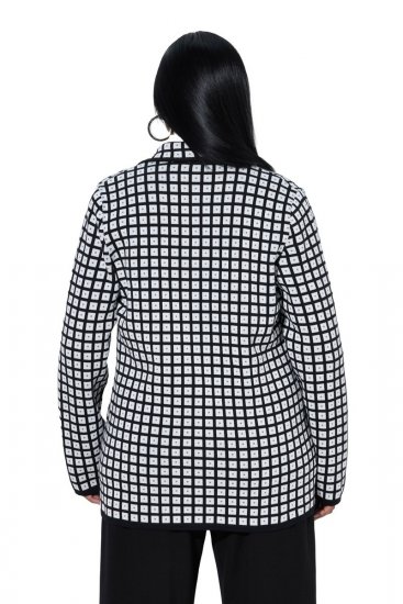 Ulla Popken 855173 Blazer de malha aos quadrados Branco sujo - Blazers e Coletes - Blazers em Tamanhos Grandes