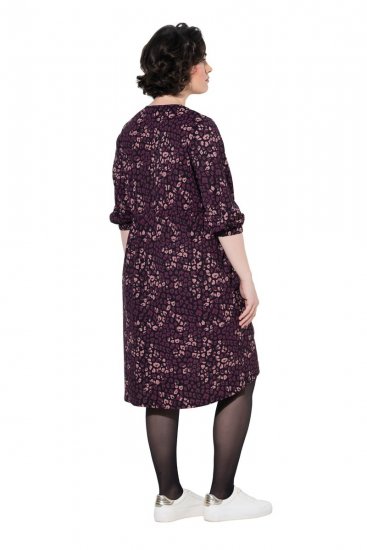 Ulla Popken 855270 Vestido de jersey estampado com decote em V Preto - Vestidos em jersey - 