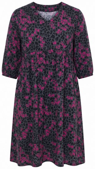 Ulla Popken 855270 Vestido de jersey estampado com decote em V Antracite - Vestidos em jersey - 