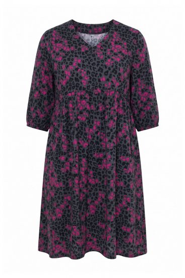 Ulla Popken 855270 Vestido de jersey estampado com decote em V Antracite - Vestidos em jersey - 
