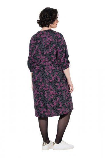 Ulla Popken 855270 Vestido de jersey estampado com decote em V Antracite - Vestidos em jersey - 