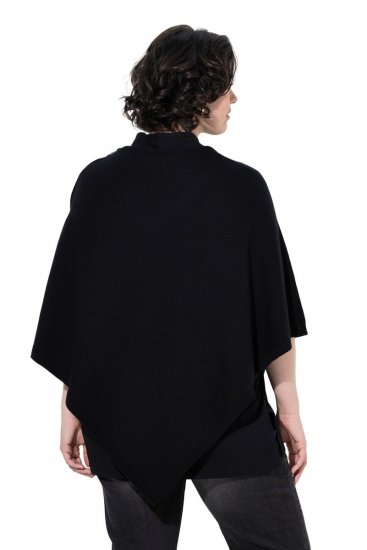Ulla Popken 855277 Poncho de malha com bainha em bico e decote barco Preto - Ponchos e capas - 