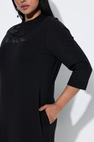 Ulla Popken 855373 Vestido de jersey estampado Preto - Vestidos em jersey - 